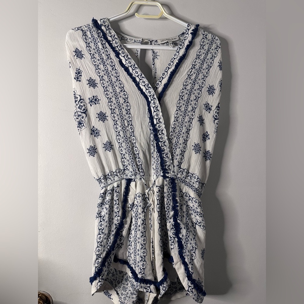 Heartloom White and Blue Floral Jumpsuit